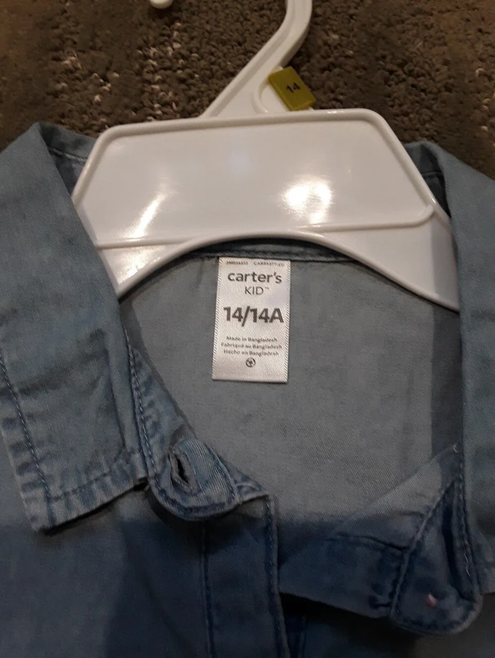 Carters Size 14 Blue Chambray (Soft Denim) Shirt Dress with Waist tie